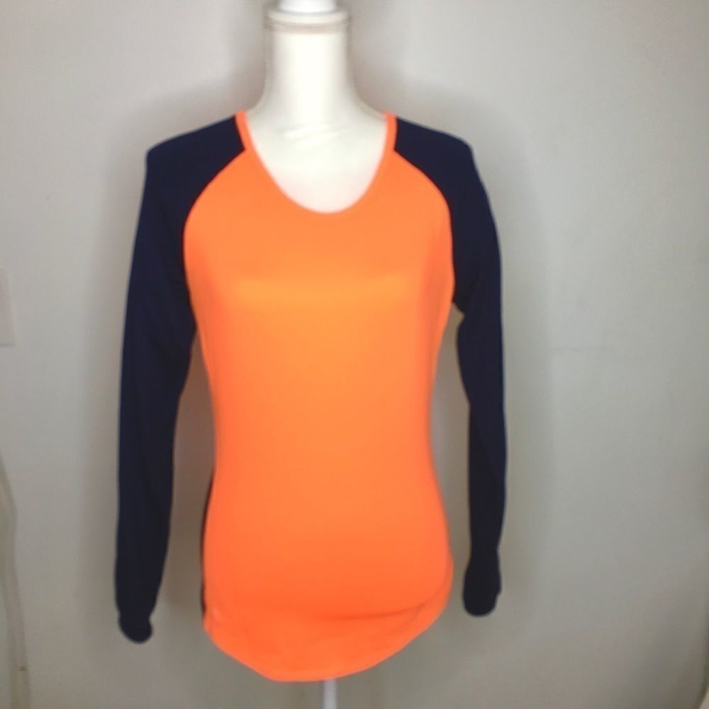 Athleta Orange and Navy Athletic Top XS